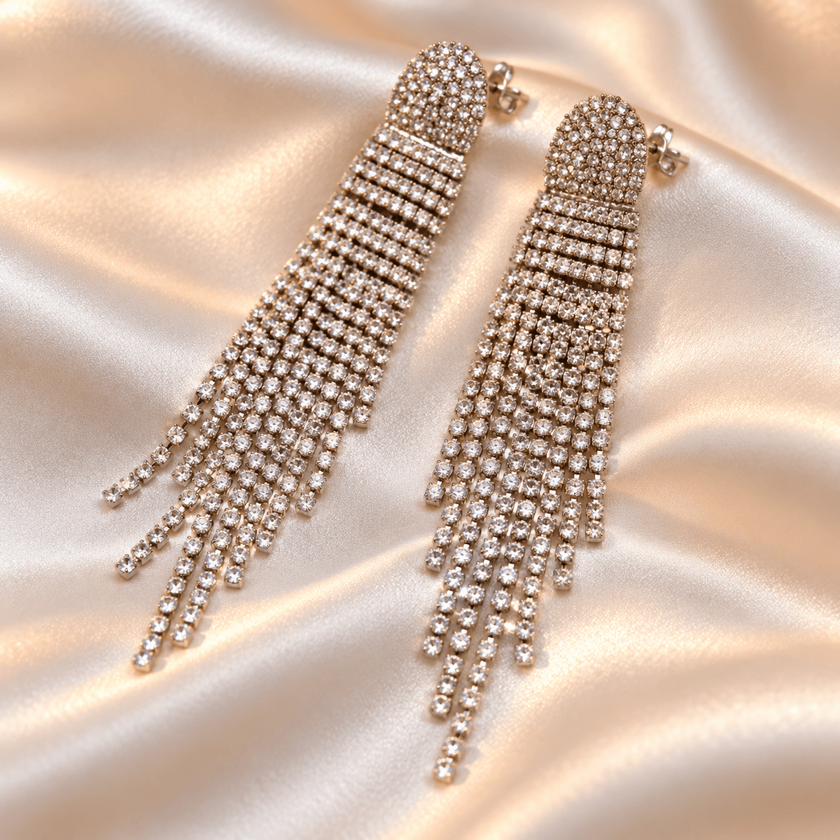 Starlight Crystal Tassel Drop Earrings