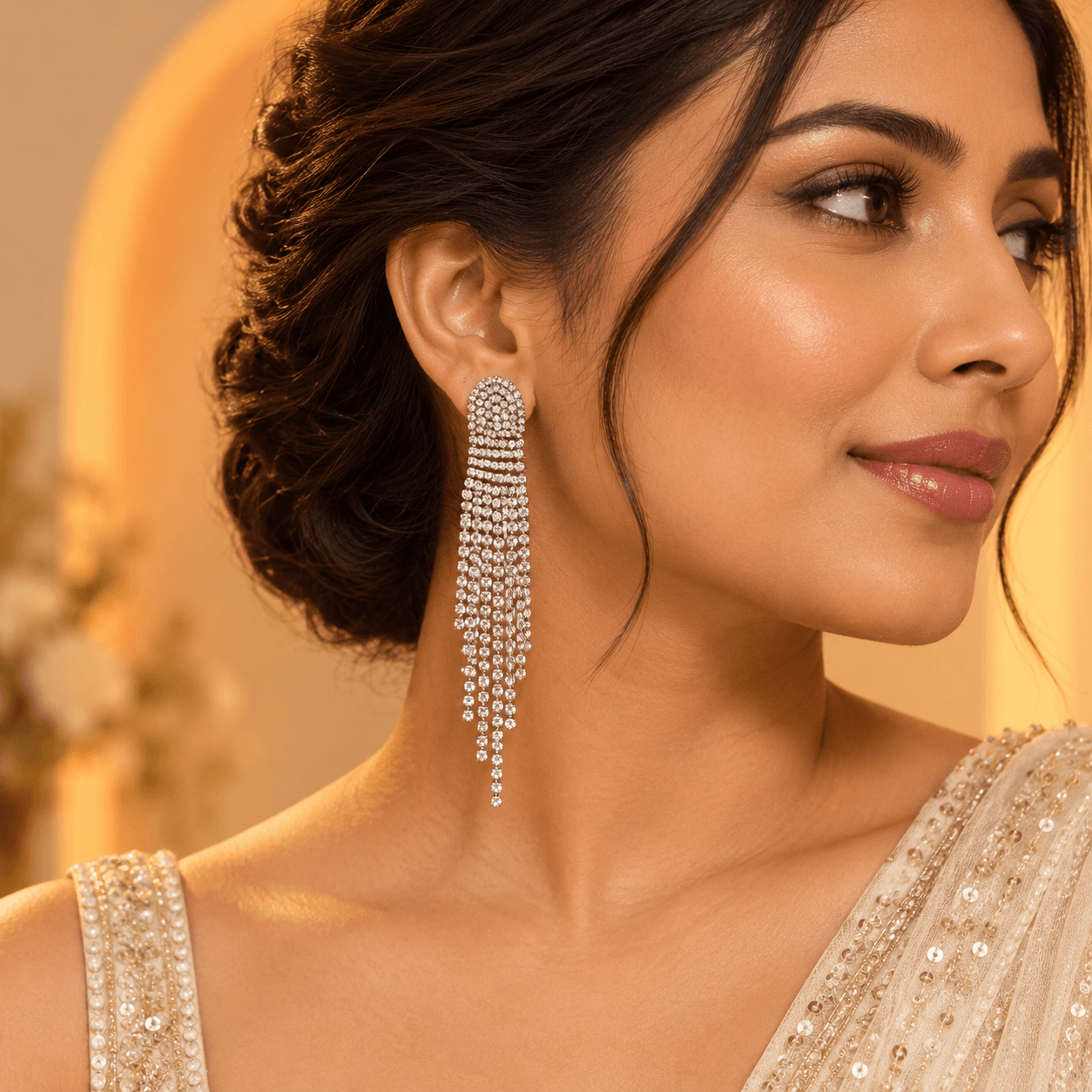 Starlight Crystal Tassel Drop Earrings