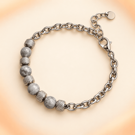 Silver Mist Grey Marbled Bead Bracelet