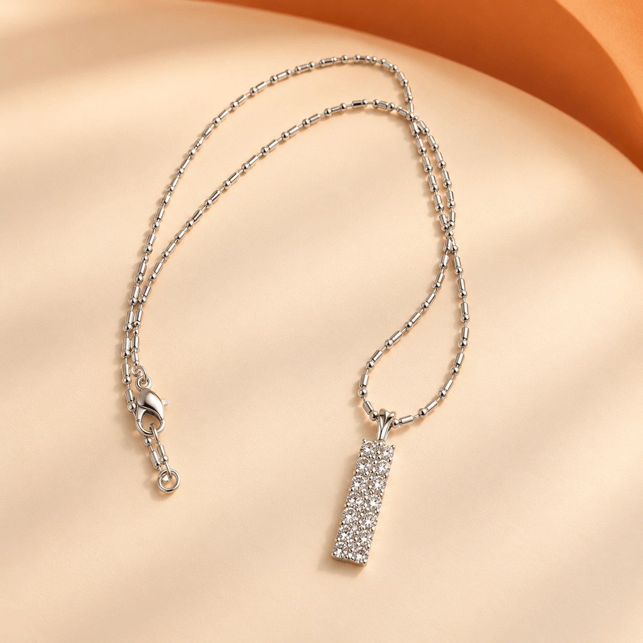 Silver Radiance Crystal Bar Necklace