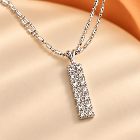 Silver Radiance Crystal Bar Necklace