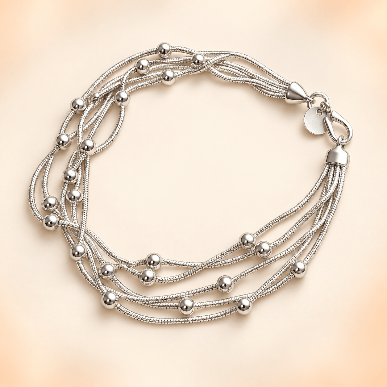Silver Orbit Multi-Strand Beaded Bracelet